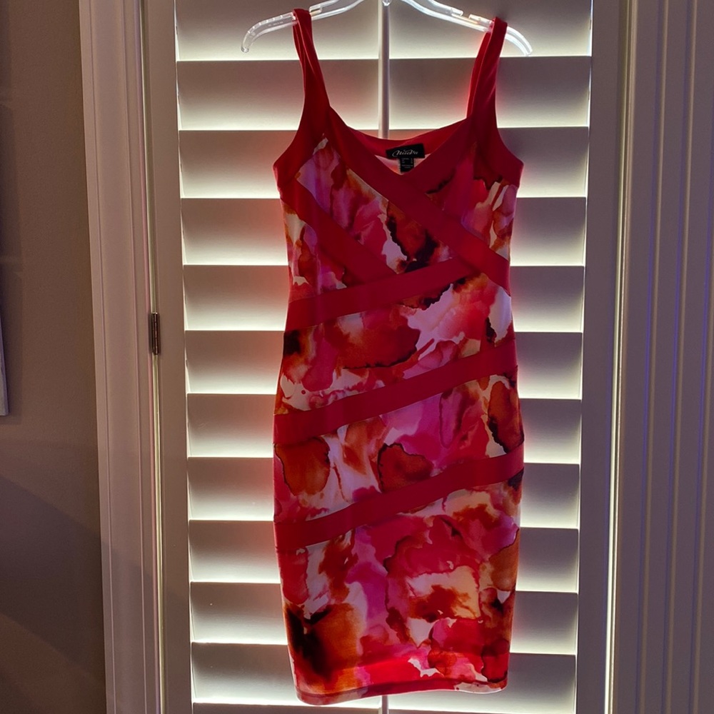 Nueva red and pink cocktail dress